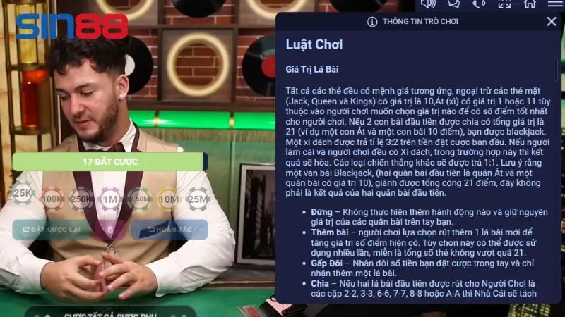 Quy tắc để chơi Blackjack Live